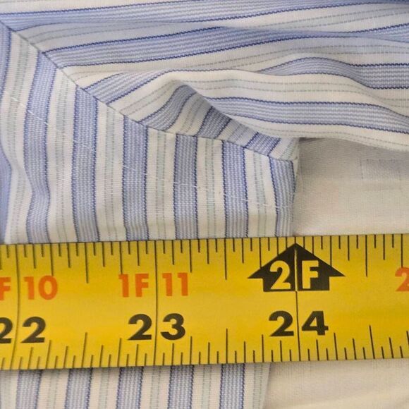 Brooks Brothers Mens Stripe Slim Fit Non-Iron Button Down Shirt Blue Size 17.5 - Picture 7 of 12